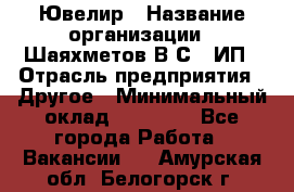 Ювелир › Название организации ­ Шаяхметов В.С., ИП › Отрасль предприятия ­ Другое › Минимальный оклад ­ 80 000 - Все города Работа » Вакансии   . Амурская обл.,Белогорск г.